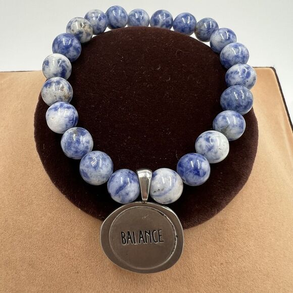 12mm Handmade Round Beaded Stretch Balance Bracelet Sodalite Semiprecious Stone - Picture 1 of 6